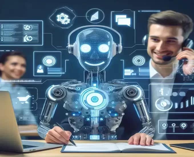 Customer Service with AI: An image showcasing Chatbots, Natural Language Processing, and Sentiment Analysis in action.
